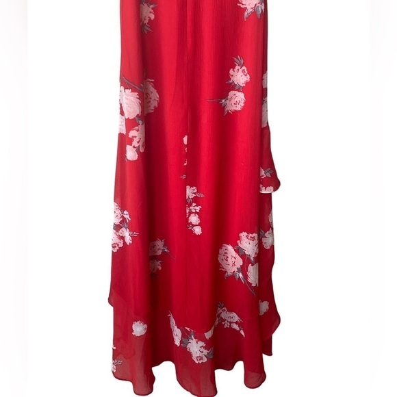 Lulus Floral Midi Sundress Small Asymmetrical Hem Ruffle Spring Wedding Guest - Picture 11 of 12